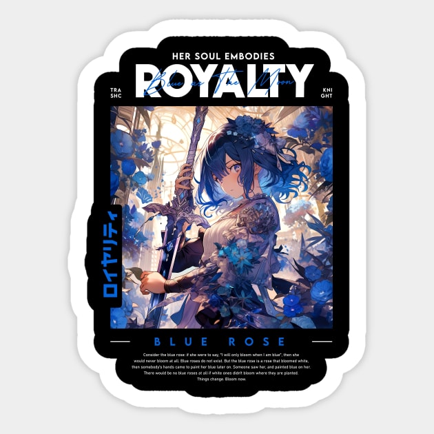 Royal Blue Rose Anime Girl Sticker by trashcandy